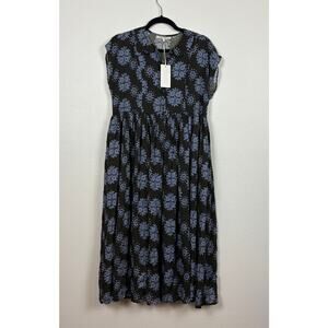 NWT Novella Royale A Line Oversized Floral Button Front Rayon Midi Dress Medium